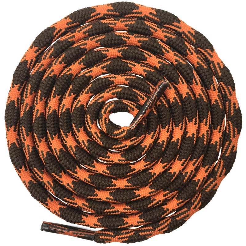 DELELE 2 Pair Round Wave Shape Non Slip Heavy Duty and Durable Outdoor Climbing Shoelaces Orange&Brown Hiking Shoe Laces Shoestrings-94 inch - Image 1